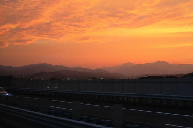 Sunset on the road to Kawaguchiko
